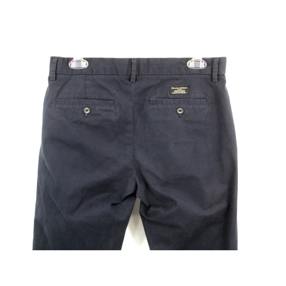 BANANA REPUBLIC Mason Chino Pants Men 30x32 Navy Blue Flat Front Straight Preppy